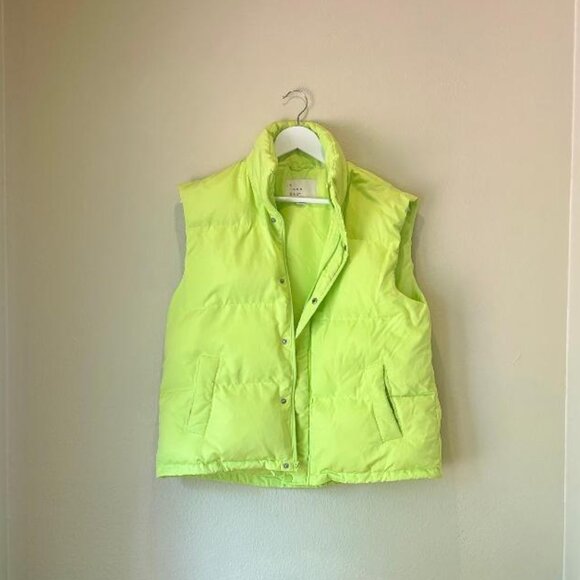 A New Day- Neon Green Puffer Vest (Size Medium) - Picture 3 of 6